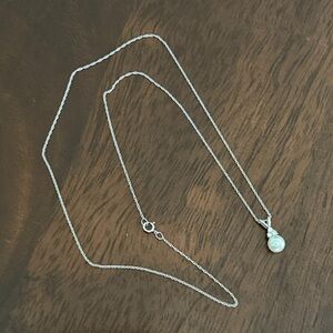 Sterling Silver and Faux Pearl Dainty Necklace